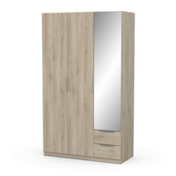 FurniComp LTD Furnicomp Chicago 3 Door 2 Drawer Oak Effect 120Cm Mirrored Triple Wardrobe - thumbnail 3