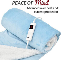 Glamhaus Heated Throw Electric Fleece Over Blanket Sofa Bed Large 160 X 130Cm Aquamarine - thumbnail 5