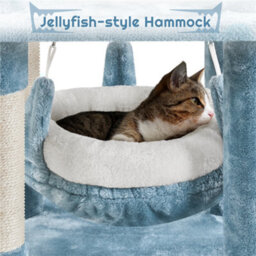 Yaheetech Blue 155Cm Ocean-Themed Cat Tower With Perches, Hammock - thumbnail 8