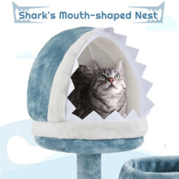 Yaheetech Blue 155Cm Ocean-Themed Cat Tower With Perches, Hammock - thumbnail 4