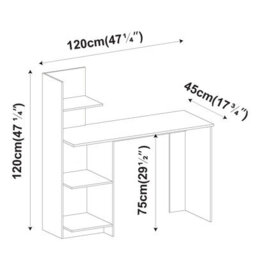 White Computer Desk Workstation 4-Tier Shelves Home Office Study Writing Table - thumbnail 2