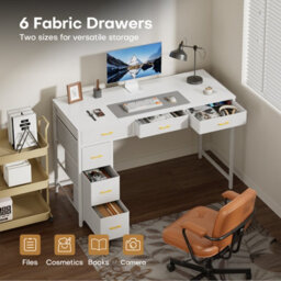 Precision Synergie Computer Desk With Drawers, 120 X 50 Cm Reversible Home Office Desk With Storage, White - thumbnail 4