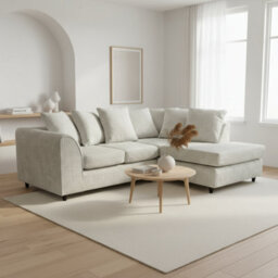 Abakus Direct Jumbo Chenille Corner Sofa In Stone Grey Right Facing With Plush Chaise Extension - thumbnail 4