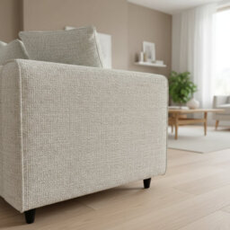 Abakus Direct Jumbo Chenille Corner Sofa In Stone Grey Right Facing With Plush Chaise Extension - thumbnail 6