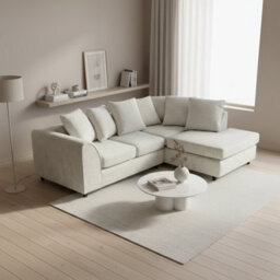 Abakus Direct Jumbo Chenille Corner Sofa In Stone Grey Right Facing With Plush Chaise Extension - thumbnail 2
