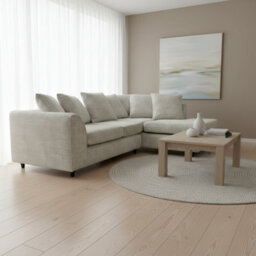 Abakus Direct Jumbo Chenille Corner Sofa In Stone Grey Right Facing With Plush Chaise Extension - thumbnail 3