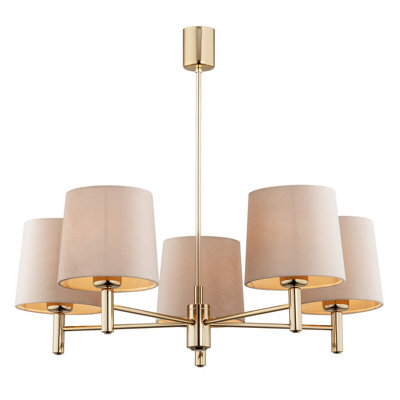 Luminosa Lighting Luminosa Ponte Plus Multi Arm Pendant Ceiling 5 Light Beige, Dark Brass Steel - image 1