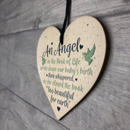 Red Ocean Angel Baby Memorial Gifts Wooden Hanging Heart Shabby Chic Plaque Heaven Love Bereavement Sign - thumbnail 7
