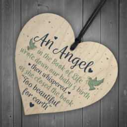 Red Ocean Angel Baby Memorial Gifts Wooden Hanging Heart Shabby Chic Plaque Heaven Love Bereavement Sign - thumbnail 6