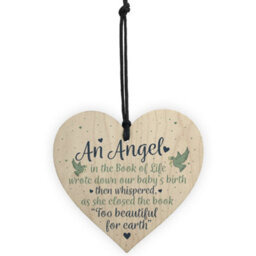 Red Ocean Angel Baby Memorial Gifts Wooden Hanging Heart Shabby Chic Plaque Heaven Love Bereavement Sign - thumbnail 5