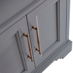 Homestylestore Light Grey And Oak 645mm Bathroom Vanity Unit With Square Countertop Basin And Brushed Copper T Bar Handles - thumbnail 4