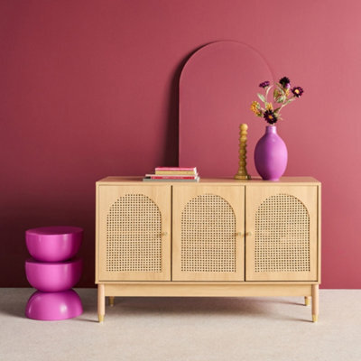 Sweeek - Wood Decor And Rattan Sideboard 3 Doors 120Cm Natural 120X40X75 Cm - Judith - image 1