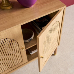 Sweeek - Wood Decor And Rattan Sideboard 3 Doors 120Cm Natural 120X40X75 Cm - Judith - thumbnail 6