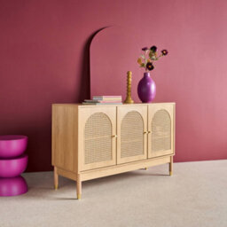 Sweeek - Wood Decor And Rattan Sideboard 3 Doors 120Cm Natural 120X40X75 Cm - Judith - thumbnail 4