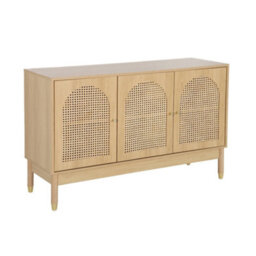 Sweeek - Wood Decor And Rattan Sideboard 3 Doors 120Cm Natural 120X40X75 Cm - Judith - thumbnail 2