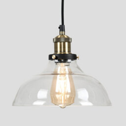 Valuelights Wallace Industrial Black And Gold Clear Glass Pendant Ceiling Light - thumbnail 3