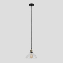 Valuelights Wallace Industrial Black And Gold Clear Glass Pendant Ceiling Light - thumbnail 4