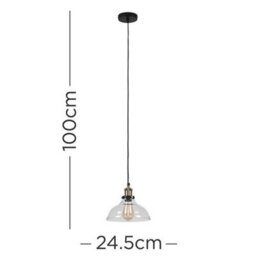 Valuelights Wallace Industrial Black And Gold Clear Glass Pendant Ceiling Light - thumbnail 8