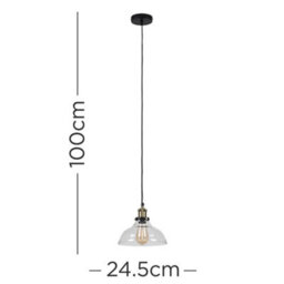 Valuelights Wallace Industrial Black And Gold Clear Glass Pendant Ceiling Light - thumbnail 9