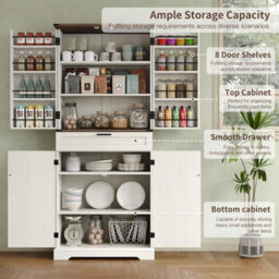 Fusou 180Cm Tall Kitchen Pantry Cupboard With 8 Door Shelves, 2 Cabinets - thumbnail 3