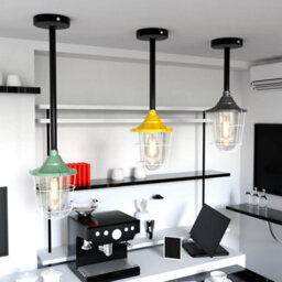 Ledsone Conduit Pendant Light Kit Industrial Farmhouse Black Steel E27 Cage Fitting Ceiling Fixture 50Cm Length - thumbnail 5
