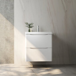 Probaty Bathrooms Vanity Unit Glossy White Mdf,495X345X500mm,wall Mounted,detachable,2 Drawers With Artificial Stone Basin - thumbnail 4