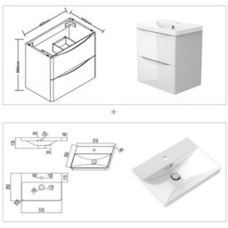 Probaty Bathrooms Vanity Unit Glossy White Mdf,495X345X500mm,wall Mounted,detachable,2 Drawers With Artificial Stone Basin - thumbnail 7
