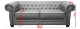 Venus Chesterfield Style Sofa 3 Seater 2 Seater Grey Faux Leather - thumbnail 3