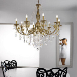 Luminosa Lighting Luminosa Pisani Crystal Crystal Multi Arm Chandeliers 8 Light Antique Brass - thumbnail 3