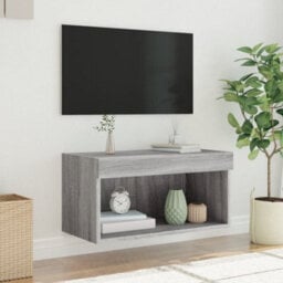 Berkfield Tv Cabinet With Led Lights Grey Sonoma 60X30X30 Cm - thumbnail 5