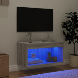 Berkfield Tv Cabinet With Led Lights Grey Sonoma 60X30X30 Cm - thumbnail 3