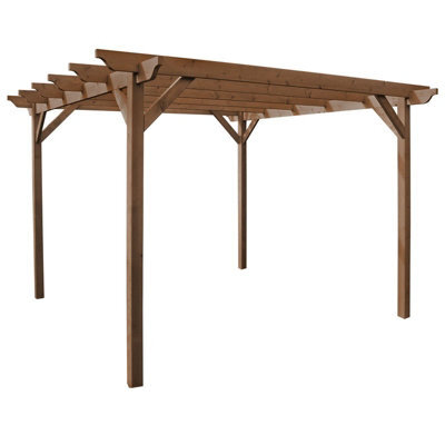 Rutland County Garden Furniture Garden Pergola - Wood - L360 X W480 X H270 Cm - Rustic Brown - image 1