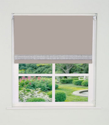 Straight Diamante Edge Border Blackout Roller Blind 165Cm Drop X 170Cm Natrual