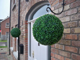 Pair Of Best Artificial 38Cm Green Boxwood Buxus Grass Hanging Basket Topiary Ball - Suitable For Outdoor Use - thumbnail 5