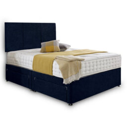 Dining Tables Chelsea Headboard Divan Set, 2 Drawer On Same Side With Sprung 1500 Comfort Mattress - Chenille Indigo - Double - thumbnail 4