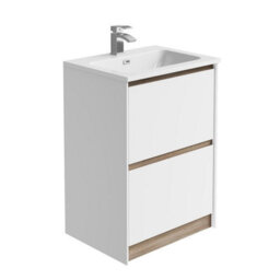 Plum&clay Norton White & Oak Freestanding Vanity Unit & Basin Set (W)600mm (H)855mm - thumbnail 2