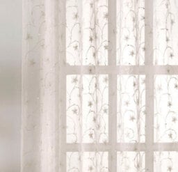 Tyrone Textiles Pair Of Belle Cream Sheer Floral Embroidery Voile Panels With Rod Pocket Header 137 Cms - thumbnail 3