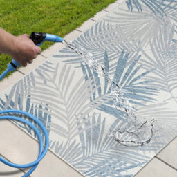 Homeart Outdoor Indoor Rug, Easy Clean, Uv Weather Resistant Rug For Patio, Gardenpalm Blue, Grey,80X150Cm - thumbnail 6