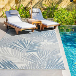 Homeart Outdoor Indoor Rug, Easy Clean, Uv Weather Resistant Rug For Patio, Gardenpalm Blue, Grey,80X150Cm - thumbnail 2