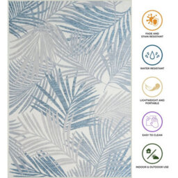 Homeart Outdoor Indoor Rug, Easy Clean, Uv Weather Resistant Rug For Patio, Gardenpalm Blue, Grey,80X150Cm - thumbnail 7