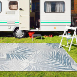 Homeart Outdoor Indoor Rug, Easy Clean, Uv Weather Resistant Rug For Patio, Gardenpalm Blue, Grey,80X150Cm - thumbnail 3