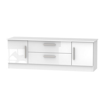 Trent 2 Door 2 Drawer Superwide Tv Unit In White Gloss (Ready Assembled)