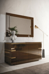Silver Mirror With Rich Warm Chocolate-Toned Wood Frame Accented With Fine Gold Detailing - thumbnail 2