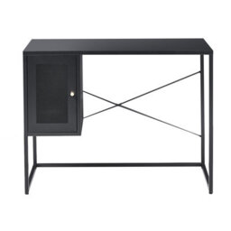 Wyld And Coco Nova Steel Office Desk With Mesh Storage Doors, Black Powder-Coated Steel, W100 X D50 X H76Cm - thumbnail 1