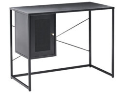 Wyld And Coco Nova Steel Office Desk With Mesh Storage Doors, Black Powder-Coated Steel, W100 X D50 X H76Cm - thumbnail 3