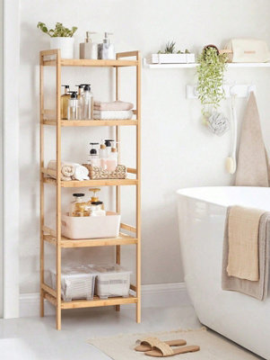 LEDREM 5-Tier Bamboo Storage Rack For Bathroom, Kitchen, Bedroom, 31.5 X 45 X 142 Cm - image 1