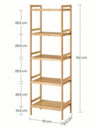 LEDREM 5-Tier Bamboo Storage Rack For Bathroom, Kitchen, Bedroom, 31.5 X 45 X 142 Cm - thumbnail 7