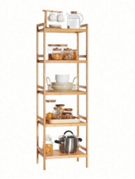 LEDREM 5-Tier Bamboo Storage Rack For Bathroom, Kitchen, Bedroom, 31.5 X 45 X 142 Cm - thumbnail 9