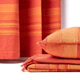 Homescapes Cotton Morocco Striped Terracotta Curtains 167 X 182 Cm - thumbnail 4