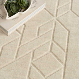 Ivory Geometric Modern Wool Rug For Living Room Bedroom & Dining Room-236Cm X 297Cm - thumbnail 4